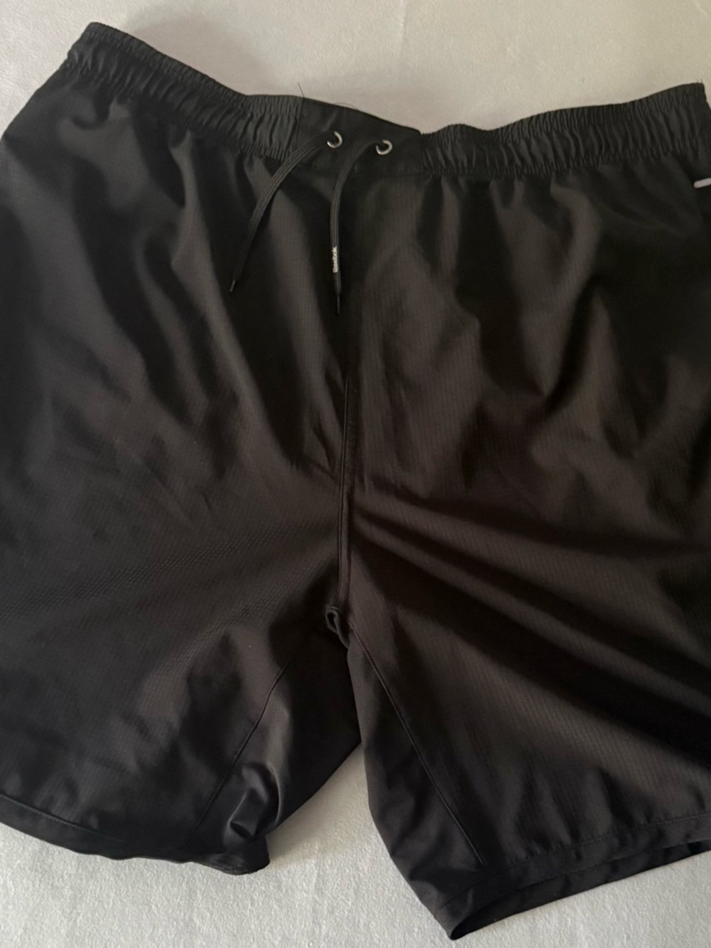 Reebok Men's Black Athletic Shorts with Drawstring Waist Reflective Pockets
